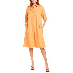 SOLD Lafayette 148 Sedwick Dress Shirt Tent Tanned Coral Cotton Tangerine